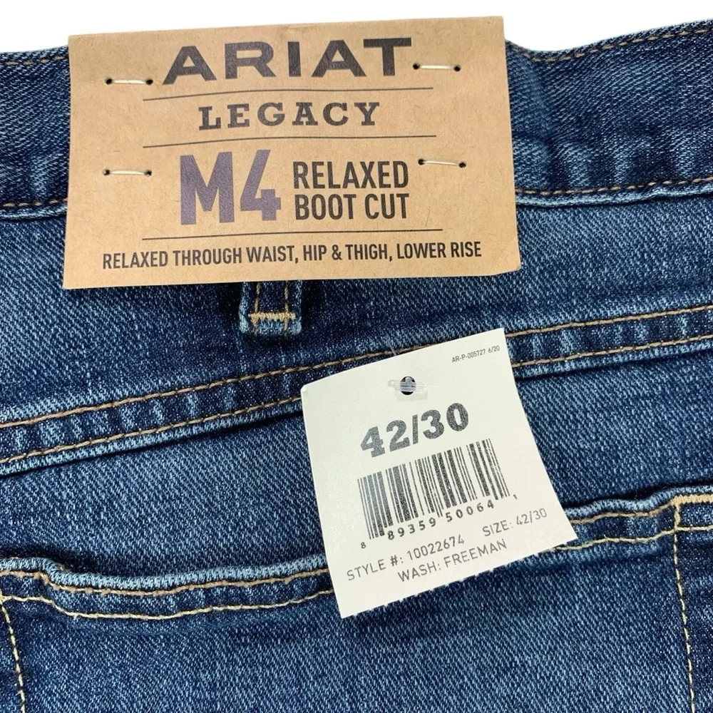 Ariat‎ Men’s 42x30 M4 Legacy Relaxed Bootcut Jeans Freeman Wash